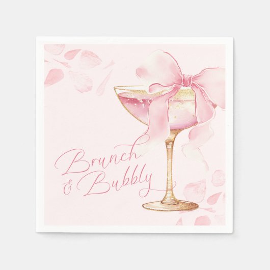Pink Bow Brunch und Bubbly Serviette (Vorderseite)