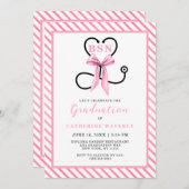 Pink Bow BSN Krankenschwester Graduation Party Einladung (Vorne/Hinten)