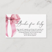 Pink Bow Bücher für Babycoquette Babydusche Begleitkarte (Vorderseite)