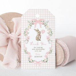 Pink Bow Bunny Rabbit Balloon Birthday Thank You Geschenkanhänger