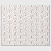 Pink Bow Bunny Rabbit Gingham Girl Birthday Geschenkpapier (Flach)