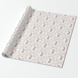 Pink Bow Bunny Rabbit Gingham Girl Birthday Geschenkpapier