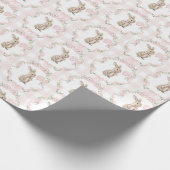 Pink Bow Bunny Rabbit Gingham Girl Birthday Geschenkpapier (Ecke)