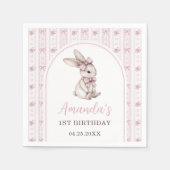 Pink Bow Bunny Vintage Rabbit 1st Birthday Serviette (Vorderseite)
