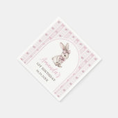 Pink Bow Bunny Vintage Rabbit 1st Birthday Serviette (Ecke)