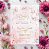Pink Bow Butterfly Baby Dusche Einladung