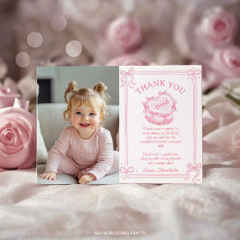 Pink Bow Cake Birthday Foto Dankeskarte