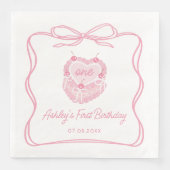 Pink Bow Cake Birthday Napkin Serviette (Vorderseite)