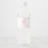 Pink Bow Cake Birthday Wasser Flasche Etikett (Vorderseite)
