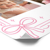 Pink Bow Cake First Year Foto Meilenstein Poster (Ecke)