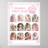 Pink Bow Cake First Year Foto Meilenstein Poster (Vorne)