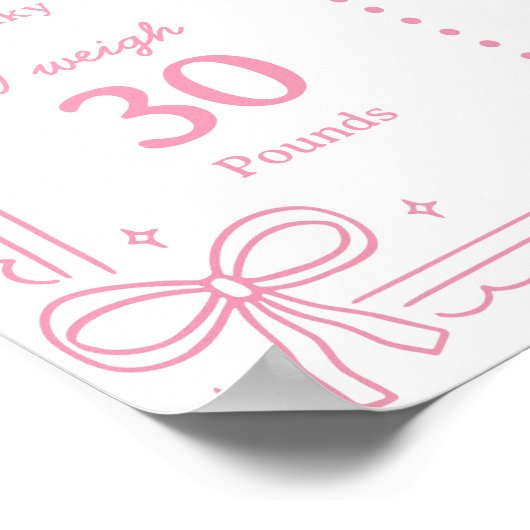 Pink Bow Cake First Year Foto Meilenstein Poster (Ecke)