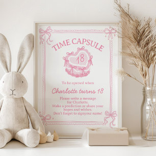 Pink Bow Cake Geburtstagsparty Zeitschrift Kapsel Poster