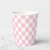 Pink Bow Checkered Girly Baby Dusche Pappbecher (Rückseite)