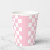 Pink Bow Checkered Girly Baby Dusche Pappbecher (Rechts)