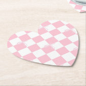 Pink Bow Checkered Girly Heart Shaped Untersetzer (angewinkelt)