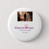 Pink bow cheers to 50 years anniversary wedding button (Vorderseite)
