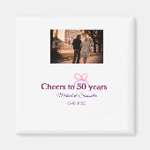 Pink bow cheers to 50 years anniversary wedding  magnet (Vorne)