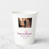 Pink bow cheers to 50 years anniversary wedding pappbecher (Rückseite)