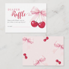 Pink Bow Cherries Diaper Raffle Card Begleitkarte