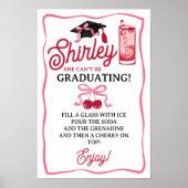 Pink Bow Cherries Graduation Shirley Drink Bar Poster (Vorne)