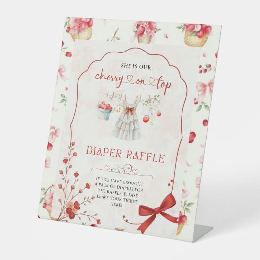 Pink Bow Cherry auf der oberen Windelplatte Sockelschild (Vorderseite)