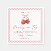 Pink Bow Cherry auf Top Gingham Baby Dusche Serviette (Vorderseite)