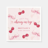 Pink Bow Cherry Baby Shower Napkins Serviette (Vorderseite)