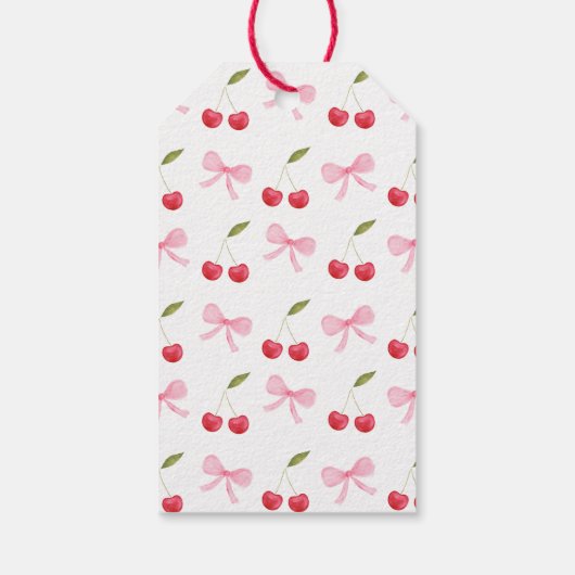 Pink Bow Cherry Birthday Thank You Geschenkanhänger (Rückseite)