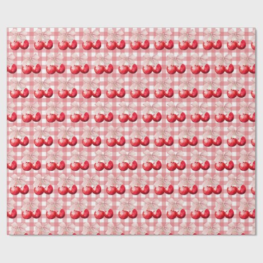 Pink Bow Cherry Blossom Geschenkpapier (Flach)