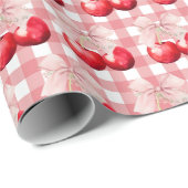 Pink Bow Cherry Blossom Geschenkpapier (Rolleneckpunkt)