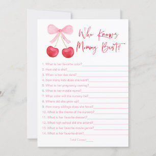 Pink Bow Cherry, der Mommy Best Shower Game kennt Einladung