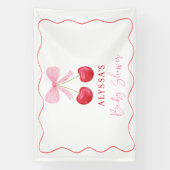 Pink Bow Cherry Girl Babydusche Banner (Vertikal)