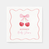 Pink Bow Cherry Girl Babydusche Serviette (Vorderseite)