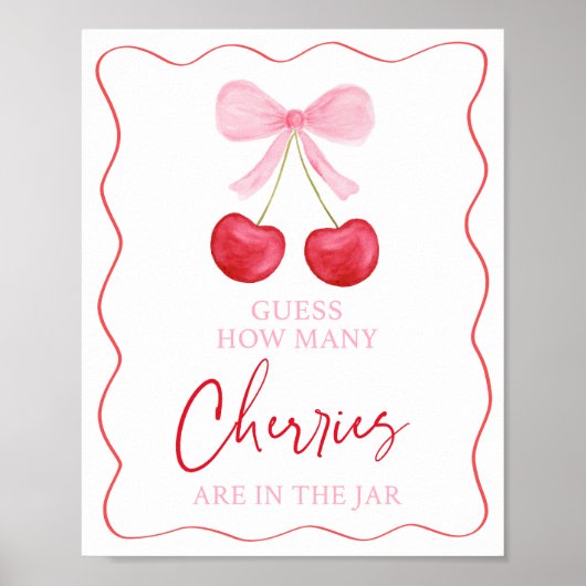 Pink Bow Cherry rät wie viele Dusche Spiel Poster (Vorne)