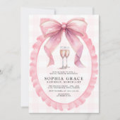 Pink Bow Chic Coquette Brautparty Einladung (Vorderseite)