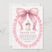Pink Bow Chic Coquette Girl Babydusche Dankeskarte (Vorderseite)