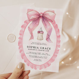 Pink Bow Chic Coquette Girl Babydusche Einladung