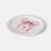 Pink Bow Chic Coquette Girl Babydusche Pappteller (Schrägansicht)