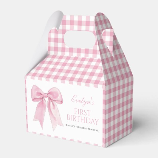 Pink Bow Chic Coquette Girl Birthday Geschenkschachtel (Rückseite)
