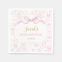 Pink Bow Chinoiserie Baby Shower Girl Serviette