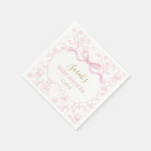 Pink Bow Chinoiserie Baby Shower Girl Serviette (Ecke)