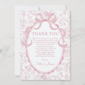 Pink Bow Chinoiserie Blumenzange Dankeschön Karte (Vorderseite)