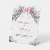 Pink Bow Christmas Date Night Ideas sign Sockelschild (Vorderseite)