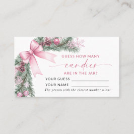 Pink Bow Christmas How Many Candies Game Card Platzkarte