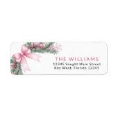 Pink Bow Christmas Return Address Labels (Vorne)