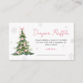 Pink Bow Christmas Tree Diaper Raffle Baby Shower Begleitkarte (Vorderseite)