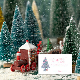 Pink Bow Christmas Tree Diaper Raffle Baby Shower Begleitkarte