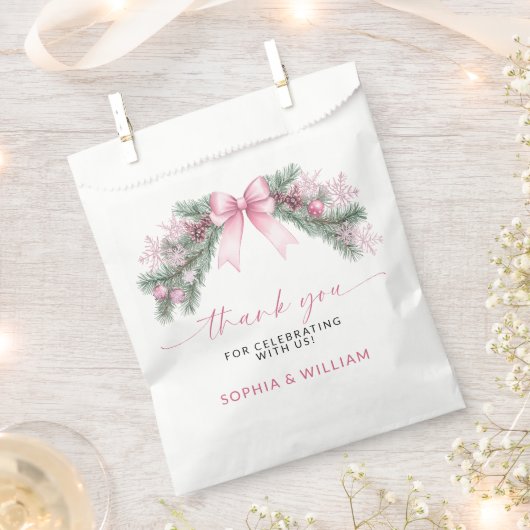 Pink Bow Christmas Wedding Geschenktütchen (Ausgeschnitten)