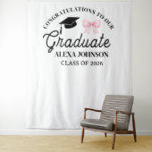 Pink Bow Class Of 2026 Graduation Backdrop Wandteppich (Beispiel)